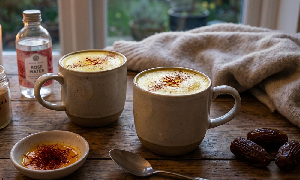 Ashwagandha-Mandel-Tonic mit Rosenwasser & Safran