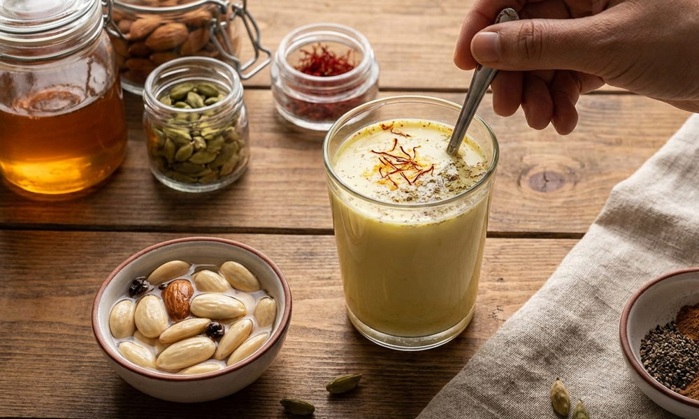 Gewürzte Badam-Milch