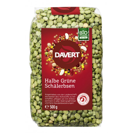Davert - Half Green Peeled Peas - 500g | Miraherba Organic Food