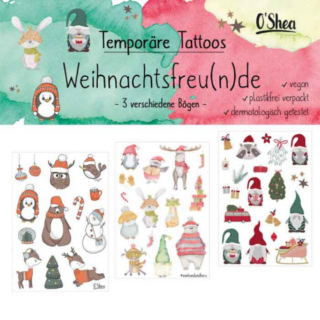 Lipfein - Klebe-Tattoos Weihnachtsfreu(n)de | Miraherba Bio Kinder