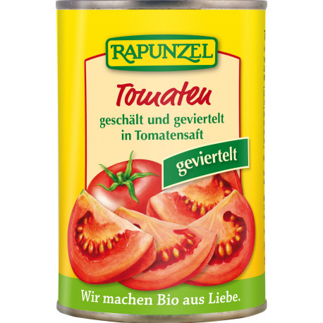 Rapunzel - quartered tomatoes - can - 400g | Miraherba Organic Food