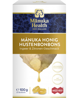 Manuka Health - Sucettes au miel de Manuka, gingembre et citron 100g