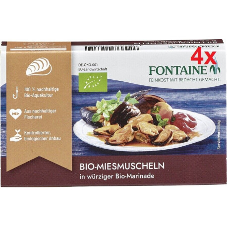 Fontaine organic mussels in a spicy organic Marinade -120g