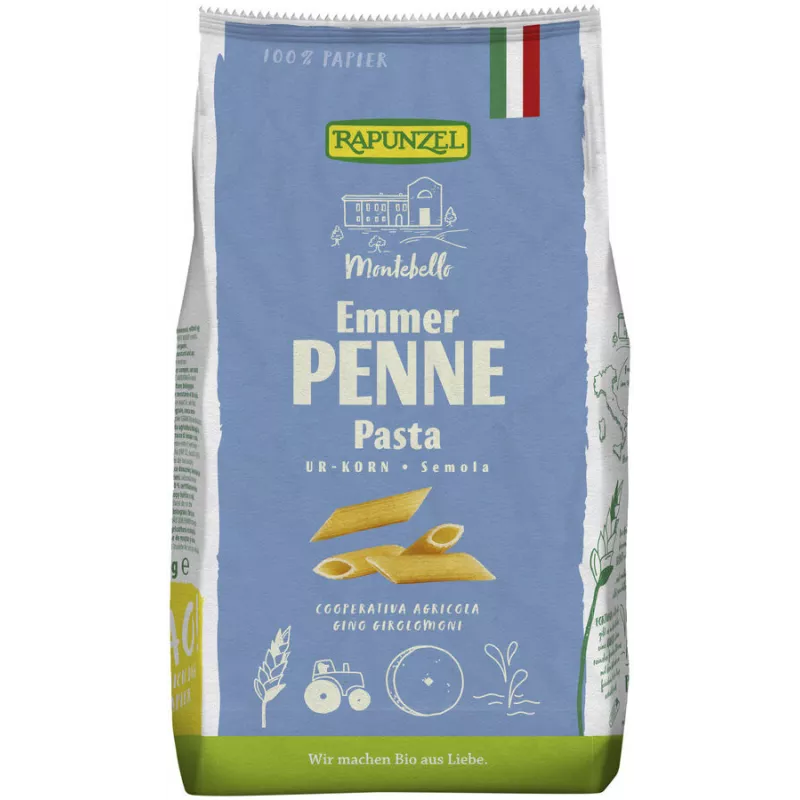 Pasta di grani antichi, Rapunzel - Penne di Semola di Farro Biologiche - 500g