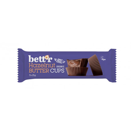 Bett'r - 3 Hazelnut Butter Cups - 39g | Miraherba organic chocolate