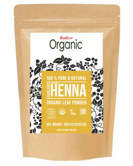 Radico organic - Polvo incoloro para el cuidado del cabello con henna - 100g