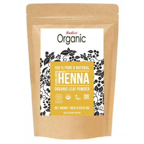 Radico organic - Polvo incoloro para el cuidado del cabello con henna - 100g