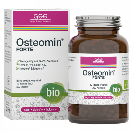 GSE - Osteomin Forte (Biologique) Calcium, Vitamine D3 et K2 - 200 Capsules