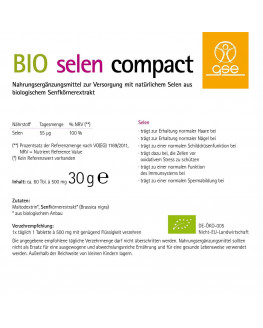 GSE - Selenio Compac (Orgánico) - 60 Tabletas