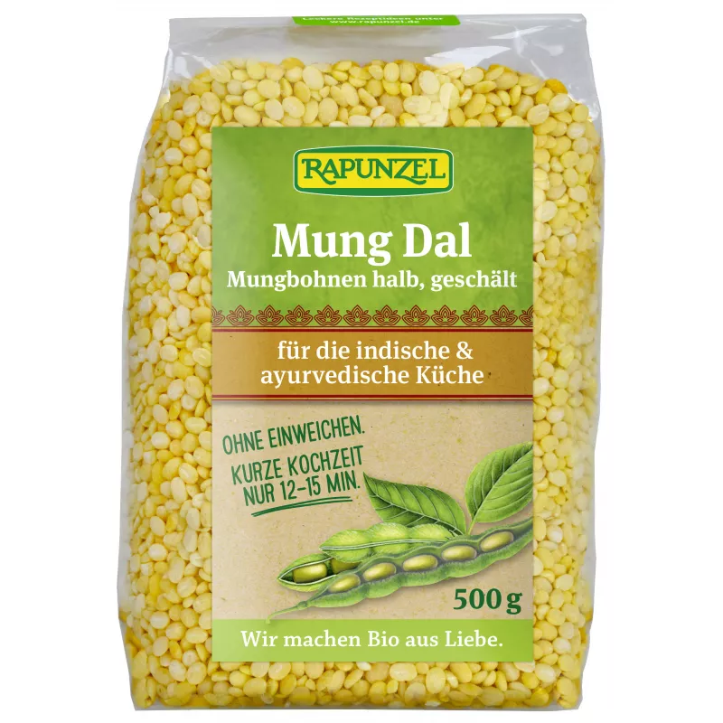 Rapunzel - Mung Dal, Haricots Mung demi décortiqués - 500g