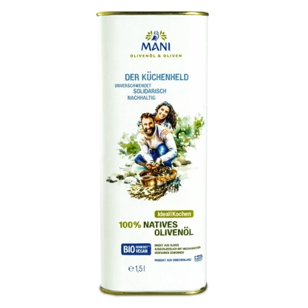 MANI - Olio d'oliva vergine al 100% - l'eroe della cucina, biologico - 1,5l