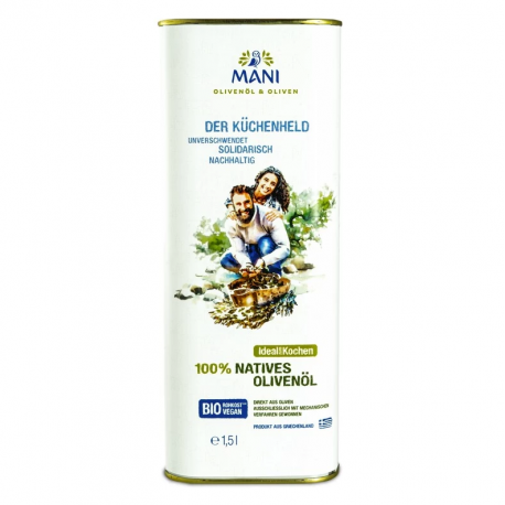 MANI - Aceite de oliva 100% virgen - el héroe de la cocina, ecológico - 1,5l