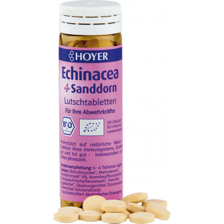 HOYER - Pastiglie di echinacea + olivello spinoso bio - 60 pezzi.