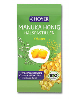 HOYER - Manukahonig Halspastillen Kräuter - 30g | Miraherba Bonbons