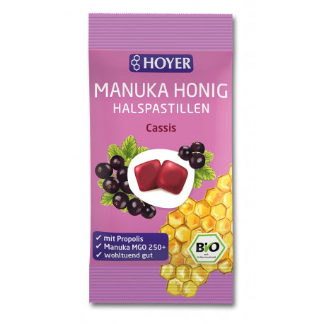 HOYER - Manuka honey throat lozenges Cassis - 30g | Miraherba candies