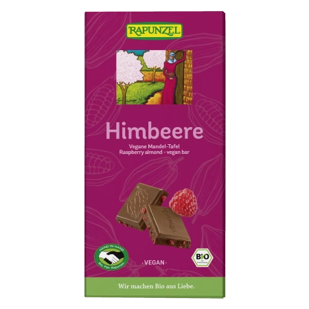 Rapunzel - Framboise tablette végétalienne aux amandes - 100g