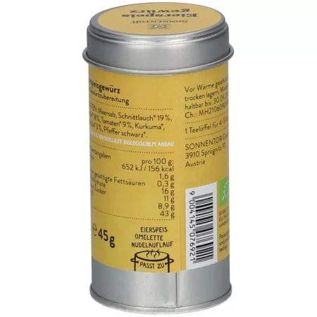 Sonnentor - Epices pour plats aux oeufs bio, boîte à saupoudrer - 45g