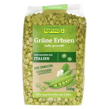 Rapunzel - Piselli verdi, metà, pelati - 500g