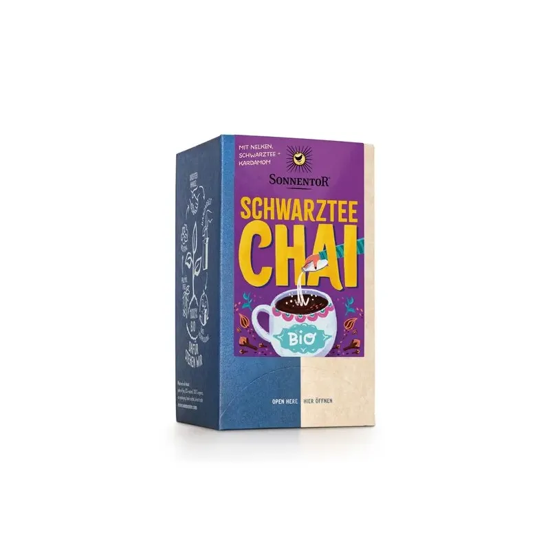Sonnentor - Thé noir Chai - 18 sachets de thé à double chambre