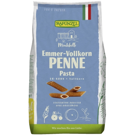 Nudeln aus Emmergrieß, Rapunzel - Bio Emmer Penne Vollkorn - 500g