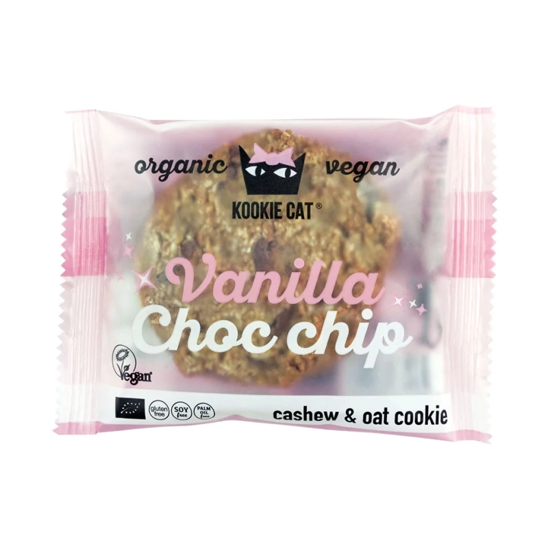 Kookie Cat Vaniglia e Chocolate-Chip - 50g, Anacardi Avena Biscotto
