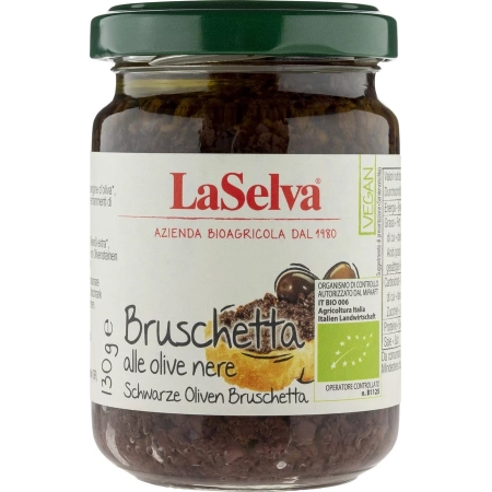 LaSelva - Bruschetta de aceitunas negras orgánicas - 130 g