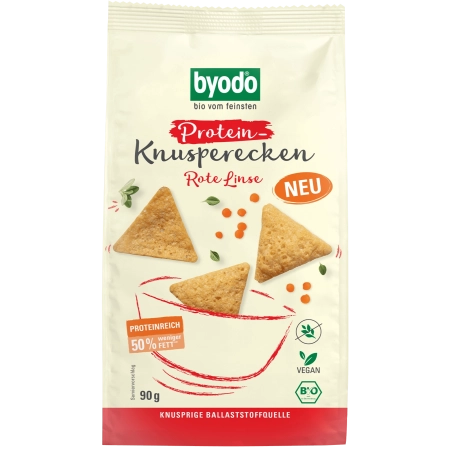 byodo - Esquinas crujientes de lentejas rojas con proteína - 90 g