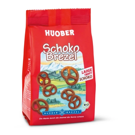 Huober - Chocolate Mini Pretzels, Organic Whole Milk Chocolate - 100g