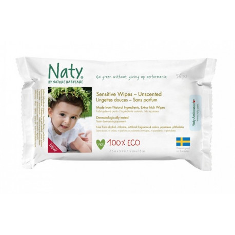 Naty - Feuchttücher Sensitiv, unparfümiert - 56 Stück