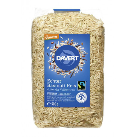 Davert - Demeter Basmati rice, wholegrain rice, FAIRTRADE, 500g