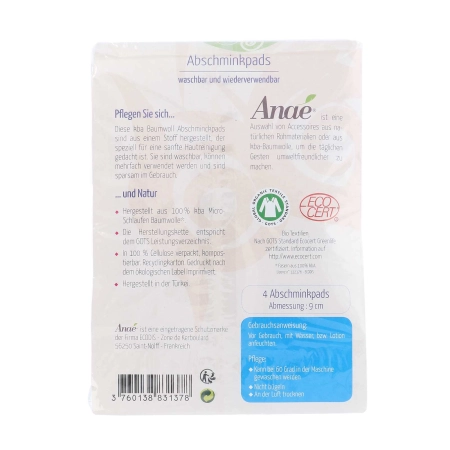 Anae - Abschminkpads Bio-Algodón 4pcs | Miraherba Cosmética natural