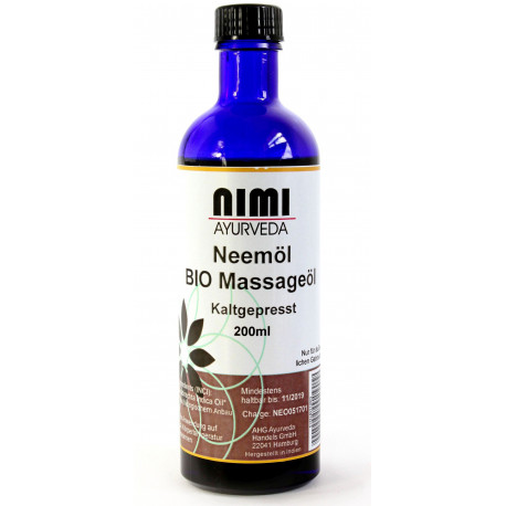 Nimi - Olio di Neem olio da massaggio biologico spremuto a freddo - 200 ml