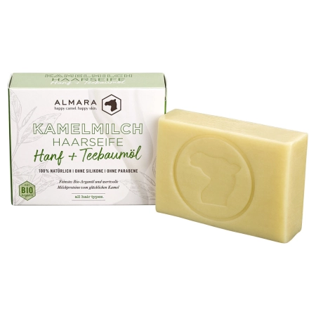 Almara - jabón de pelo de leche de camello orgánico árbol de té de cáñamo - 100g