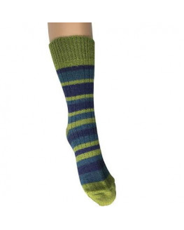 Hirsch Natur - calcetín a rayas de lana virgen orgánica - verde