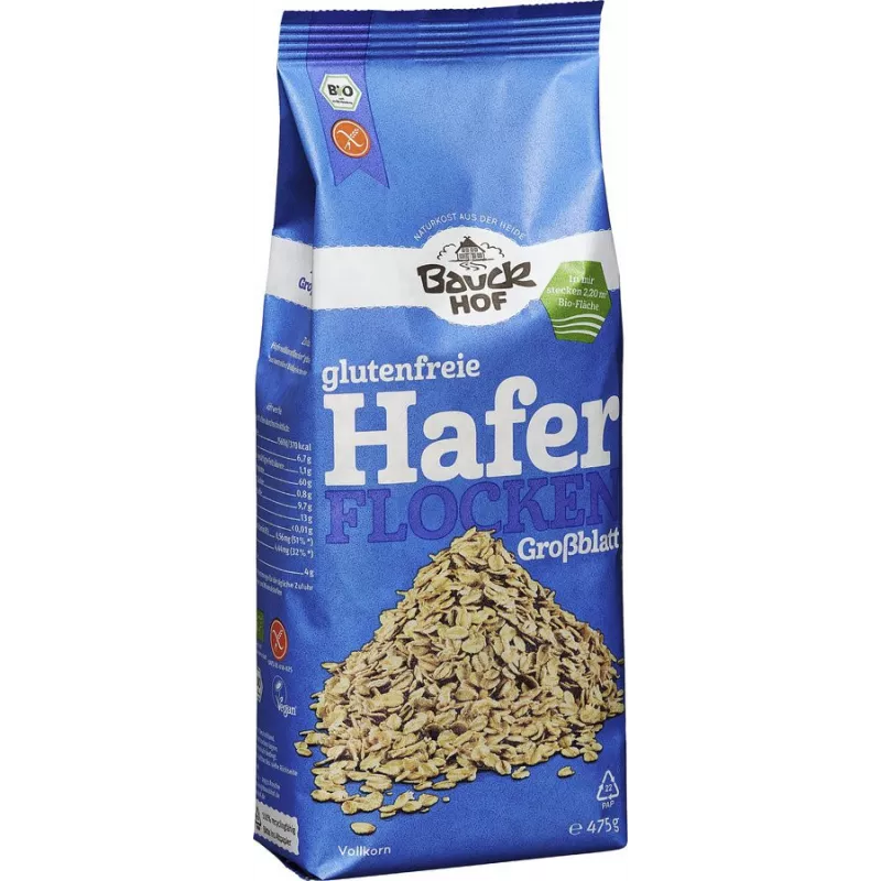 Bauckhof - Haferflocken Großblatt glutenfrei - 475g | Miraherba