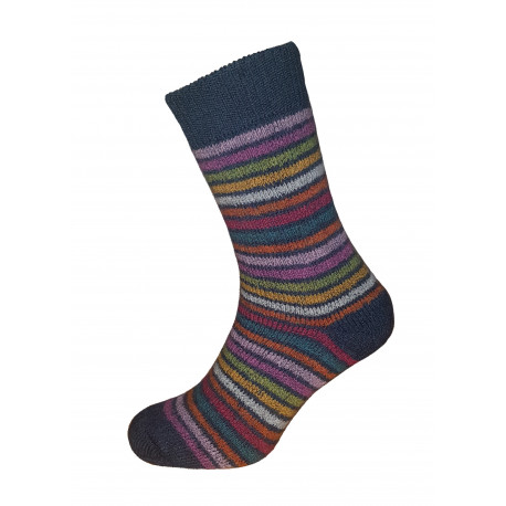 Hirsch Natur - striped sock plush - jeans | Miraherba textiles