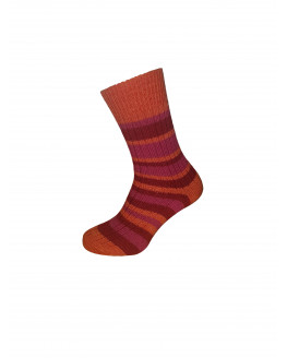 Hirsch Natur - striped socks organic virgin wool - mango