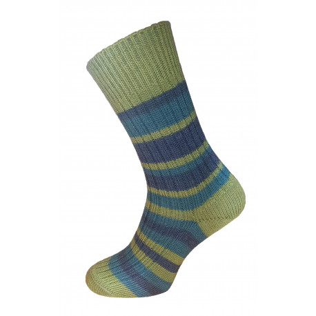 Hirsch Natur - striped sock organic virgin wool - green