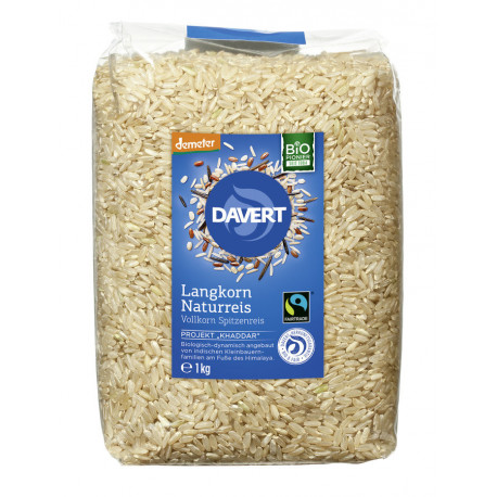 Davert - arroz integral de grano largo, grano entero - 1 kg