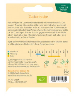 Bingenheimer Saatgut - Tomate Azúcar Uva | Plantas de Miraherba