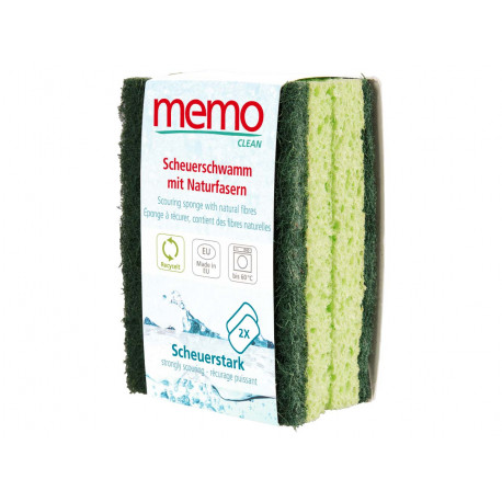Memo - natural fiber dishwashing sponges highly abrasive 2-pack