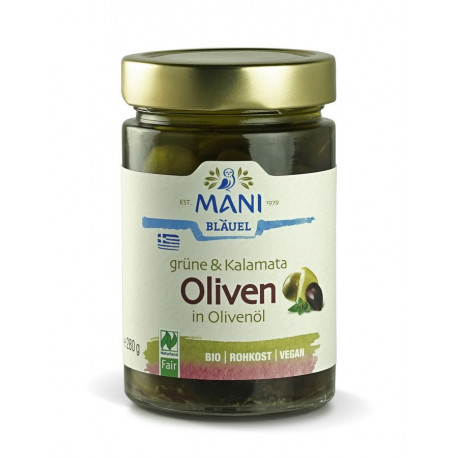 MANI - Olive Verdi e Kalamata Bio in Olio di Oliva - 280 g