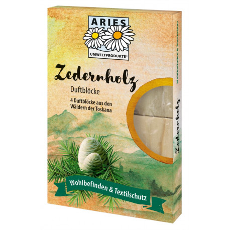 Aries - Zedernholz Duftblöcke gegen Motten | Miraherba Öko Haushalt
