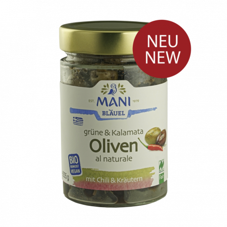 MANI - Olive Verdi e Kalamata Bio al naturale - 205g