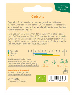 Bingenheimer Saatgut - laitue feuille de chêne Cerbiatta - 0.15g