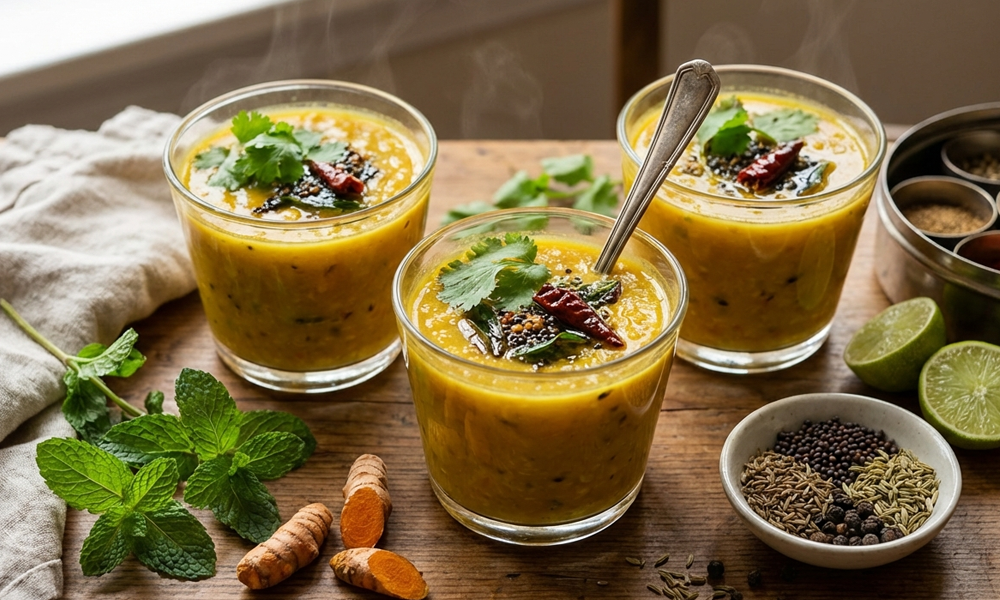 Pudina Ramam – Minzsuppe mit gelben Linsen