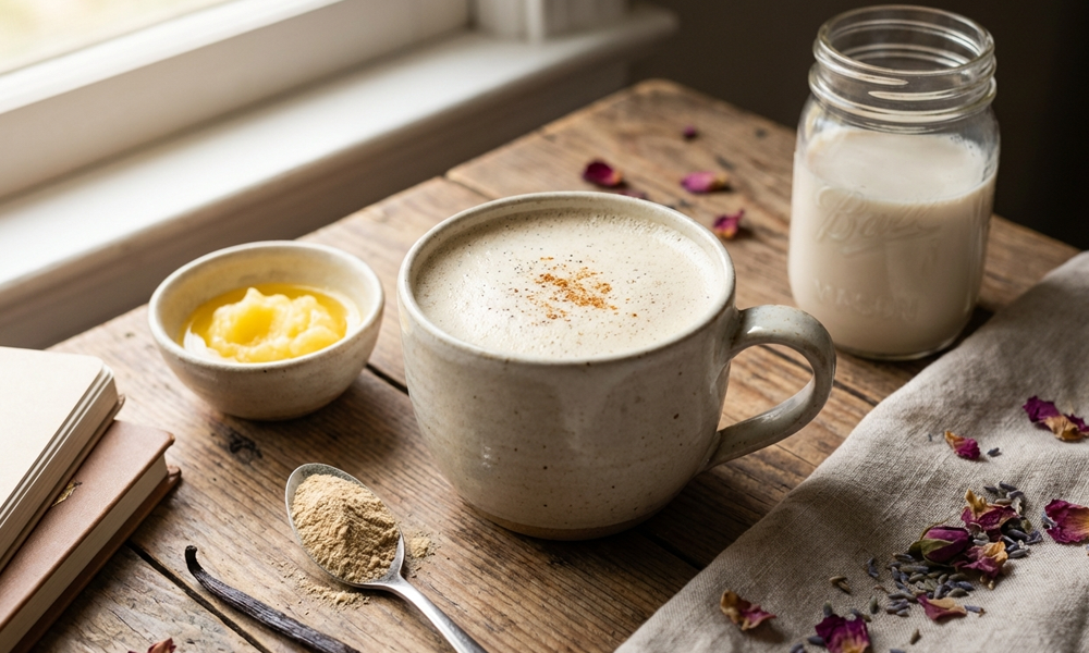 Shatavari-Vanille-Tonic mit Mandelmilch