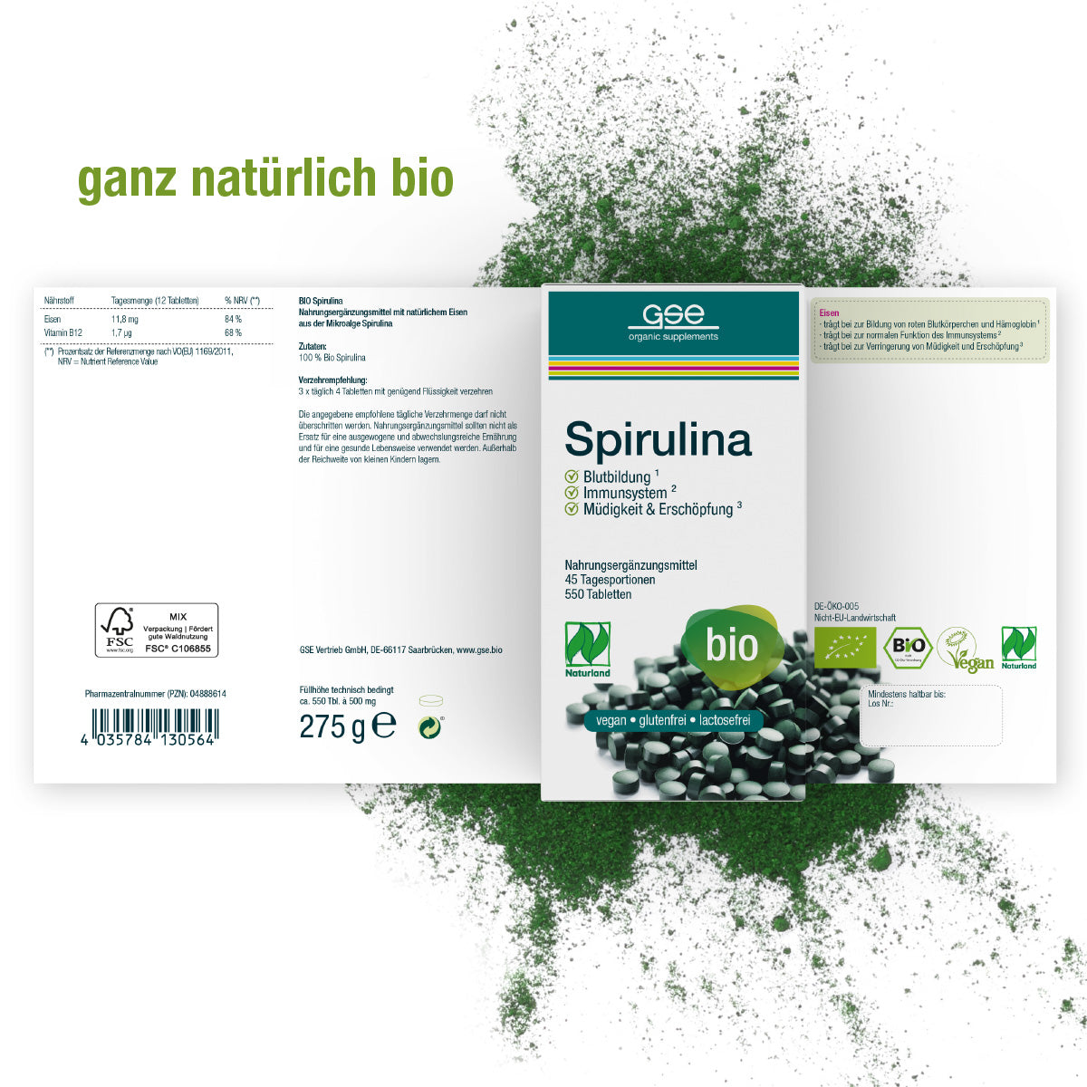 GSE - Naturland Bio Spirulina (Bio) - 550 Tabletten