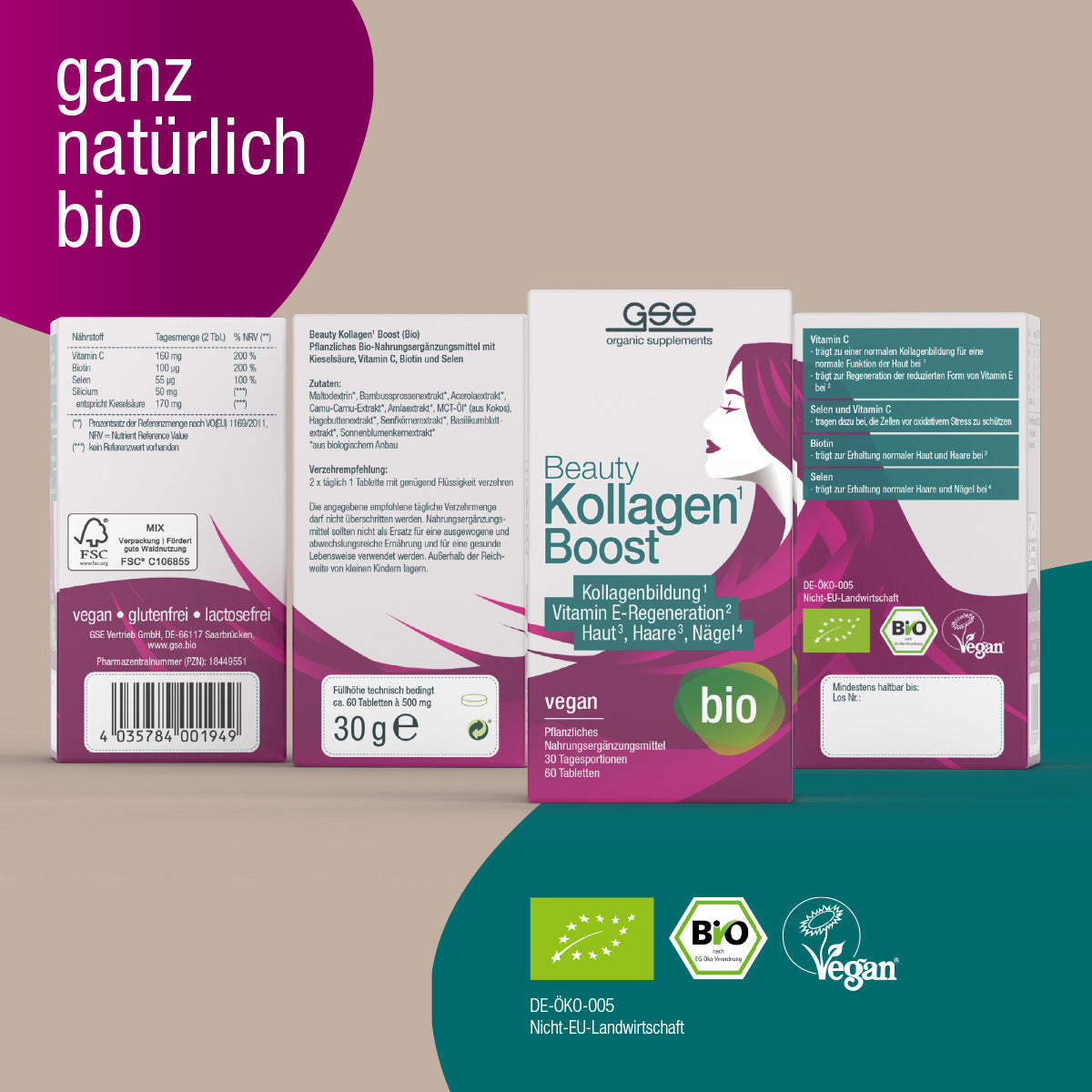 GSE - Beauty Kollagen-Boost Bio - 60 Tabletten