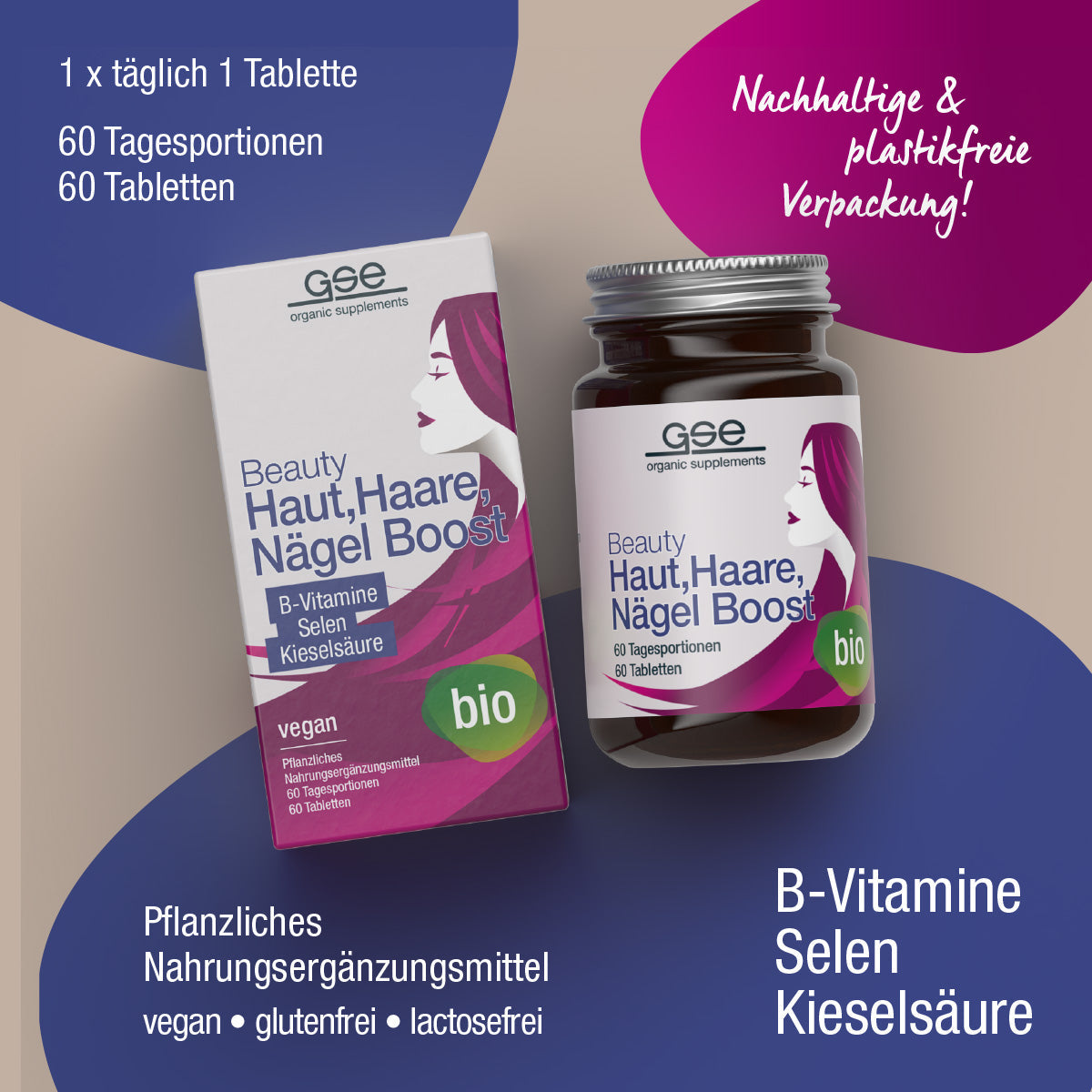GSE - Beauty Peau, Cheveux, Ongles Boost (Bio) - 60 Comprimés